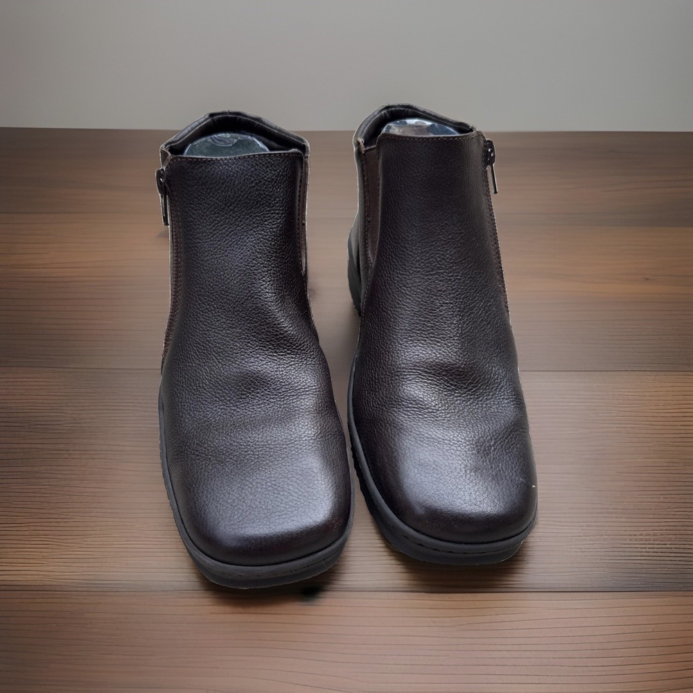 Azaleia Brown Leather Ankle Boots Booties Side Zip Women's Size 7.5